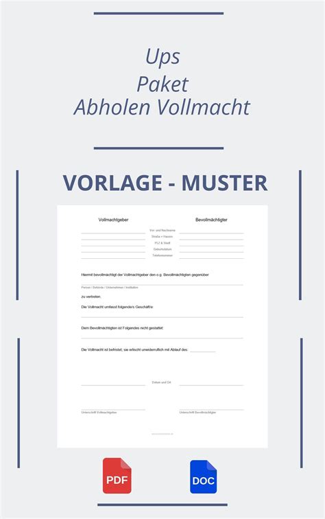 ups paket abholen vollmacht
